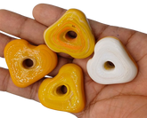 HEART SHAPED FURNACE GLASS BEADS- 35X10 MM PER PACKET OF 4 PCS- (FL-014)